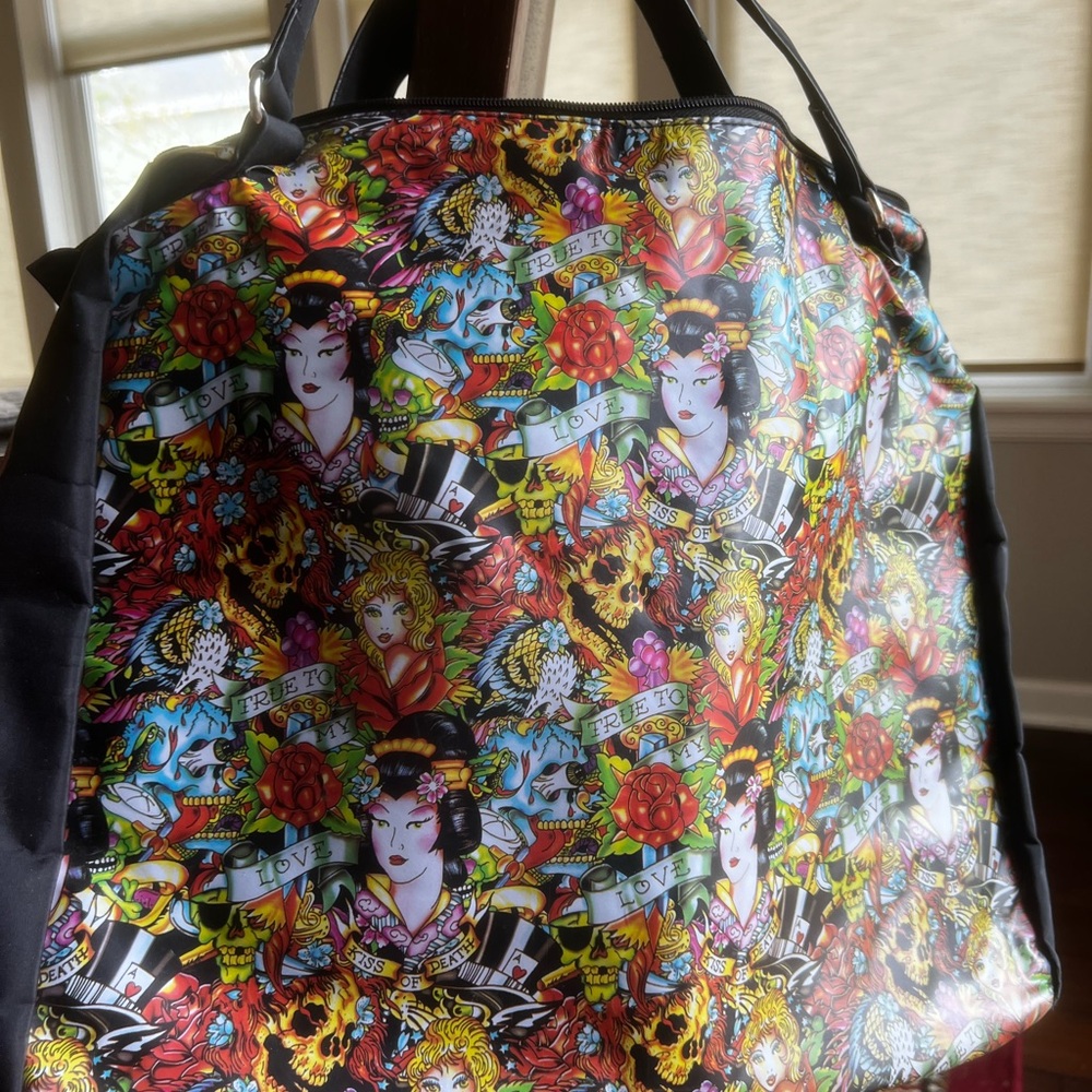 Ed Hardy Multicolor Graphic Tote Bag